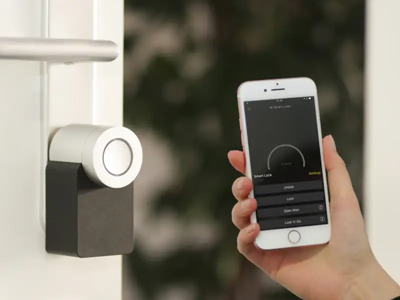 Smart door lock unlocked from a phone app